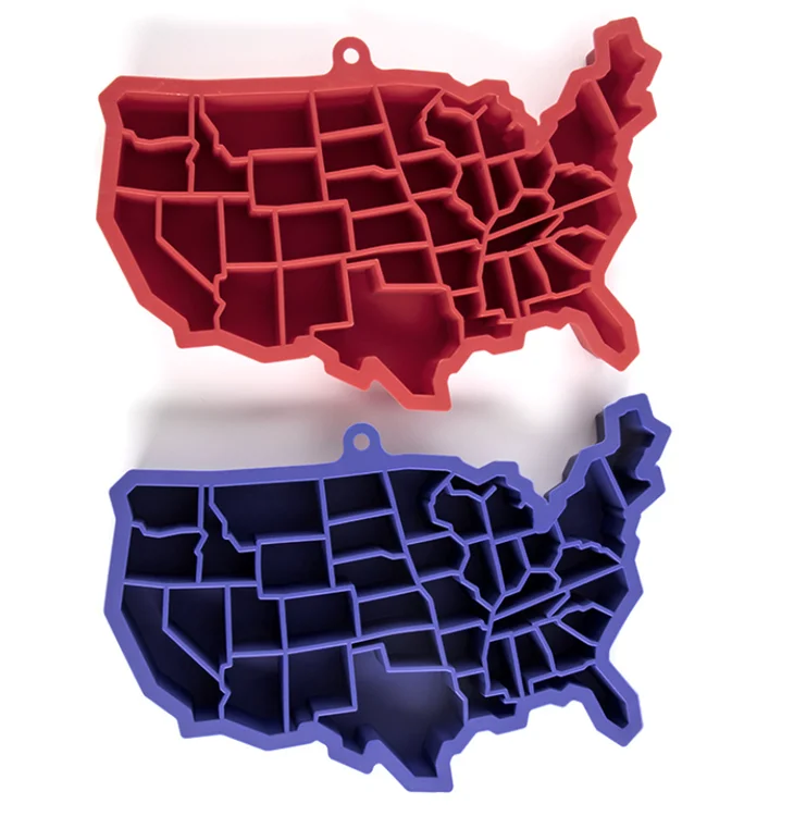 2022 United Amazon Kitchen Gadgets Reusable  Usa United States Map Silicone Ice Cube Mold Tray For Whiskey