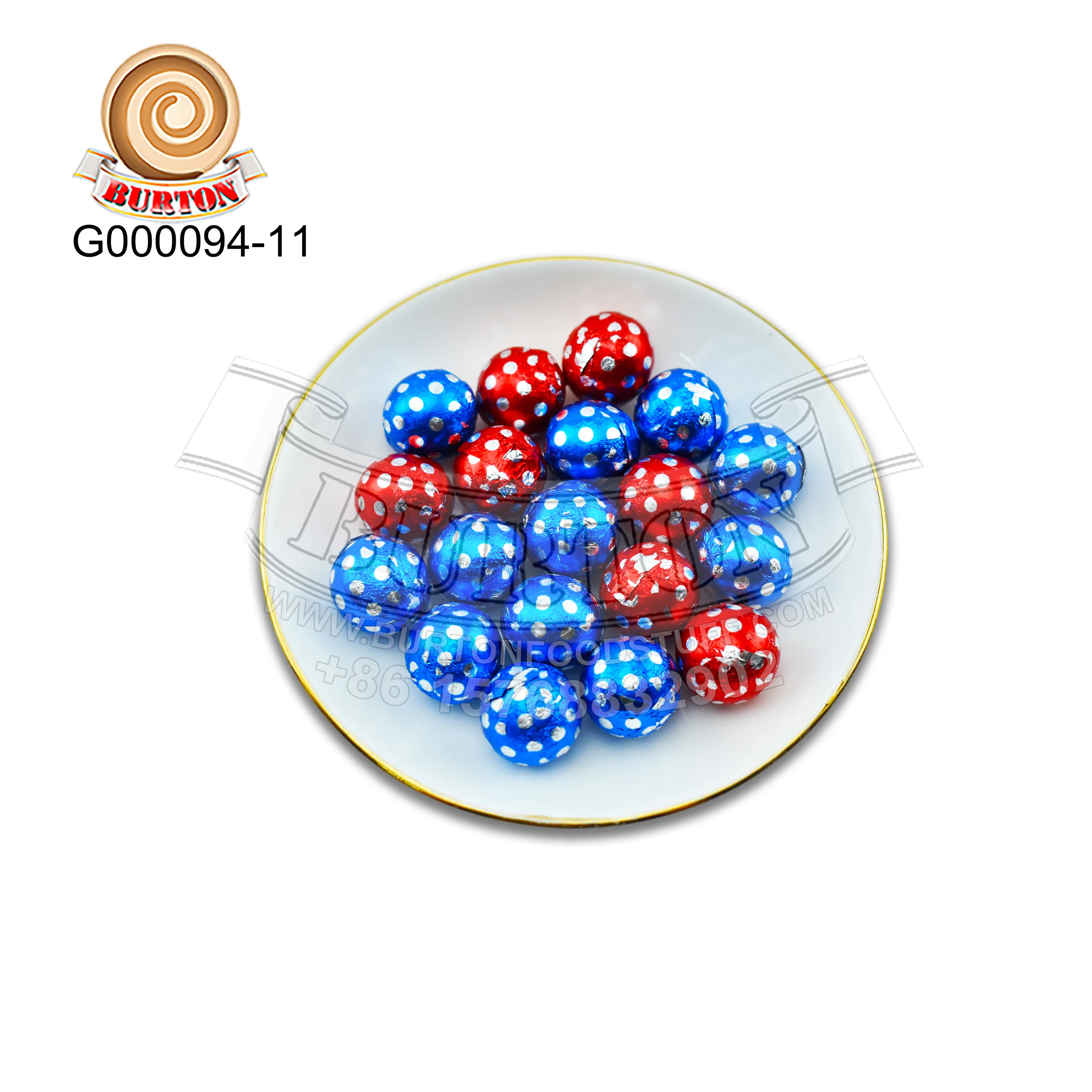 Hot selling halal cute funny delicious colorful Red and blue polka dots chocolate wafer ball