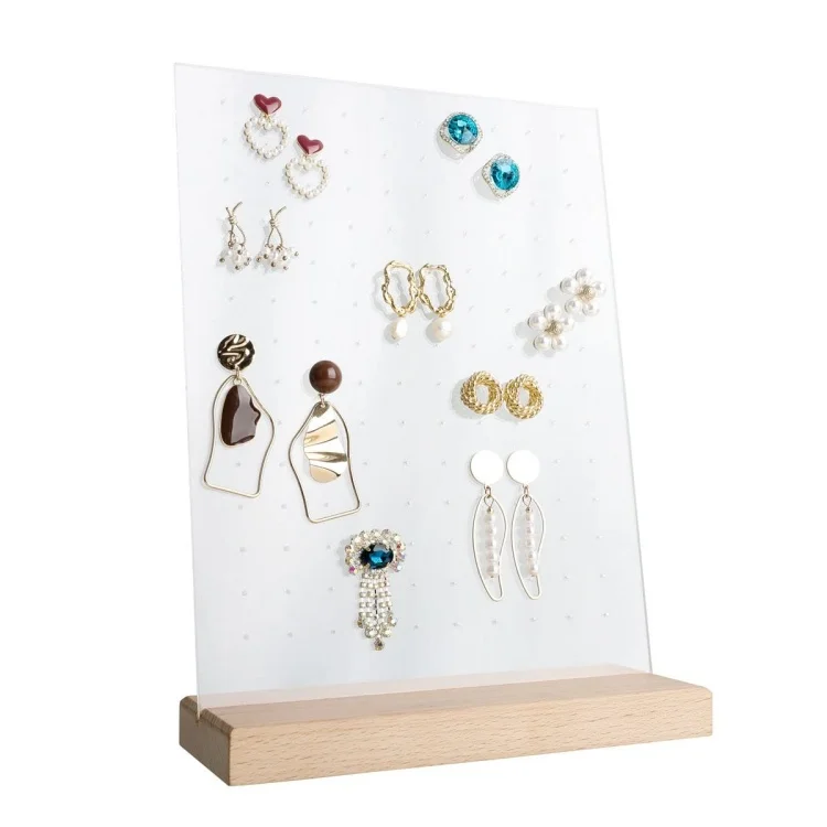 New Design Acrylic Earrings Storage Studs Holder Organizer Custom PMMA Earring Holder Panel Pierced Earring Display