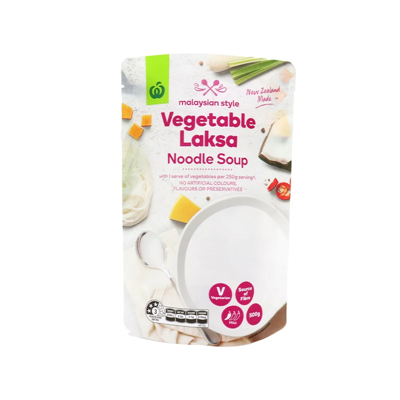 Factory price flexible frosted white stand up food pouch vegetable meat soup bag with window