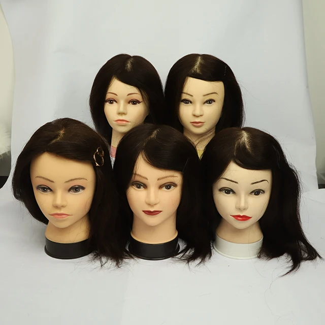 top quality teaching mannequin head with human hair Customizable 100% human hair training doll head