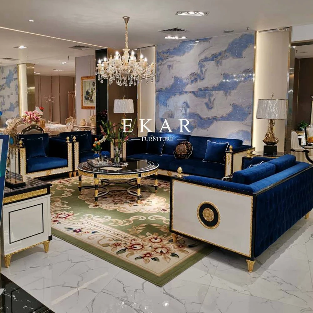 Orthopedic Luxury Foldable Big Fluffy Sofa Dog Royal Blue High End Luxurious Cushion Case Interior Italy Single Set