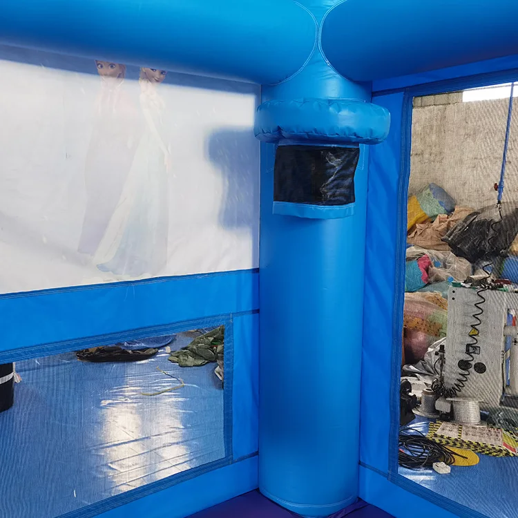 Cheap combo bounce house wet dry jumping castle with slide and pool frozen elsa inflatable bouncer