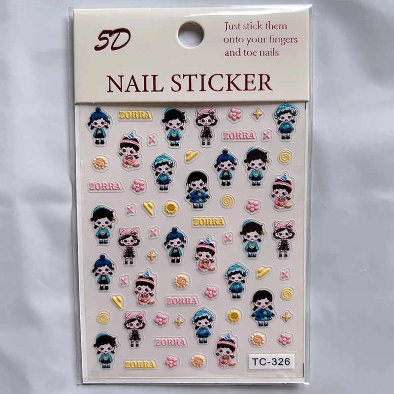 5D wholesale nail wrap Japan Korea INS hot selling luxury LOGO character nail stickers