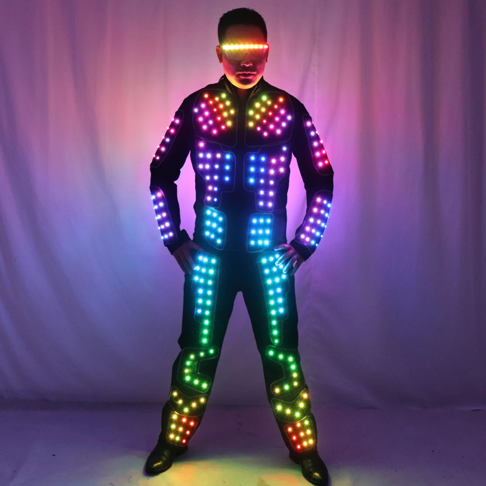 Полноцветный RGB светодиодный костюм робота светящийся сценический танцевальный пальто для взрослых в стиле трон Бальные выступления куртка