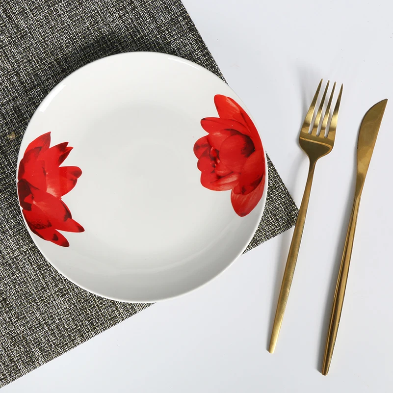 Wholesale Cheap Price Decal  Porcelain Tableware Sets Simple Style Ceramic Crockery Dinnerware Sets