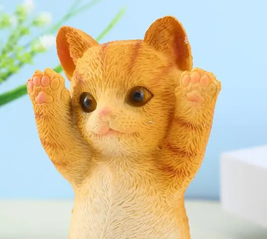 Cute orange cat animal decoration cat table top resin decoration