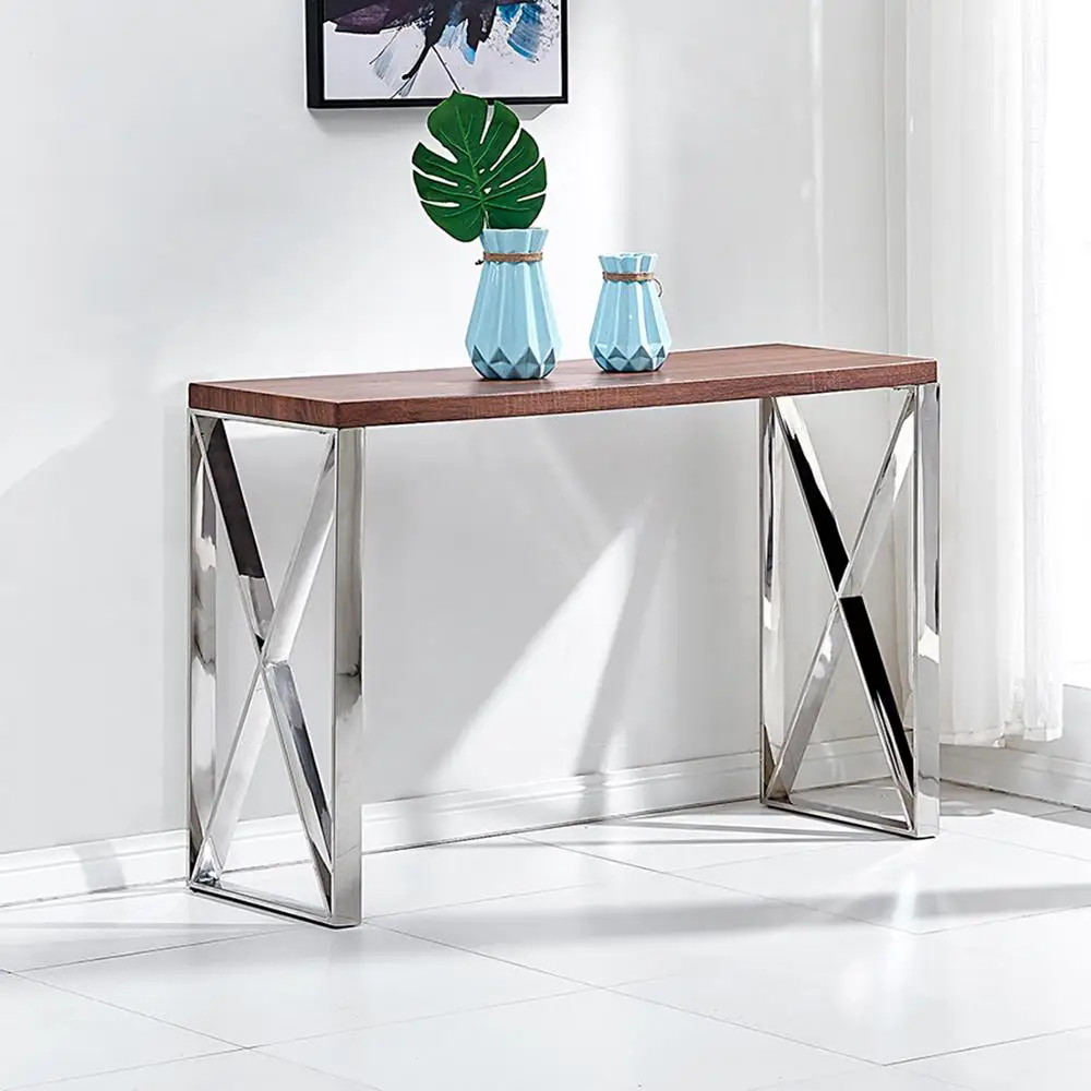 
Modern Design Wooden Top Stainless Steel Hallway Entrace Furniture Console Table 