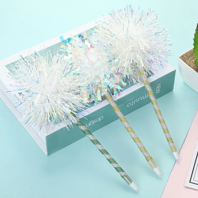 Party Pens for Wedding Thanksgiving Day Custom Logo Shiny Colored Silk Ornaments Gel Ball Pen for Girls