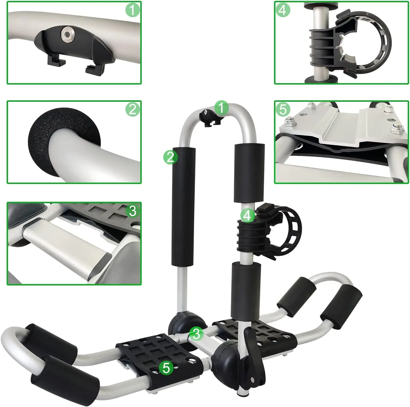 Kayak Roof Rack,J-Style 4-in-1 Kayak Roof Holder Carriers for Canoe, Kayaks,Surfboard and Ski Board Rooftop Mount on SUV, Car