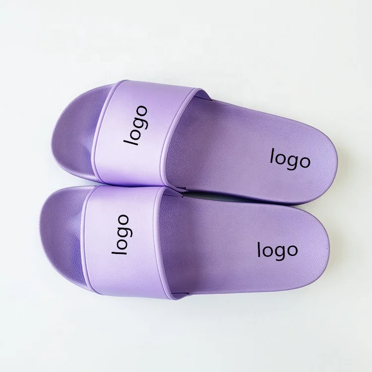 New Summer Design Woman Purple Soft Slide Sandals Custom Pattern Embossed Logo Ladies Slippers Slides