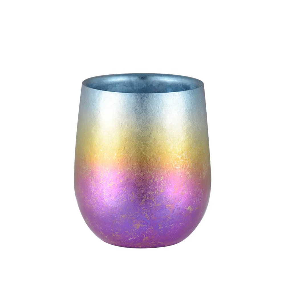 
New creative copper stemless colorful wine tumbler glass with BPA Free Shatterproof SS for daily life 