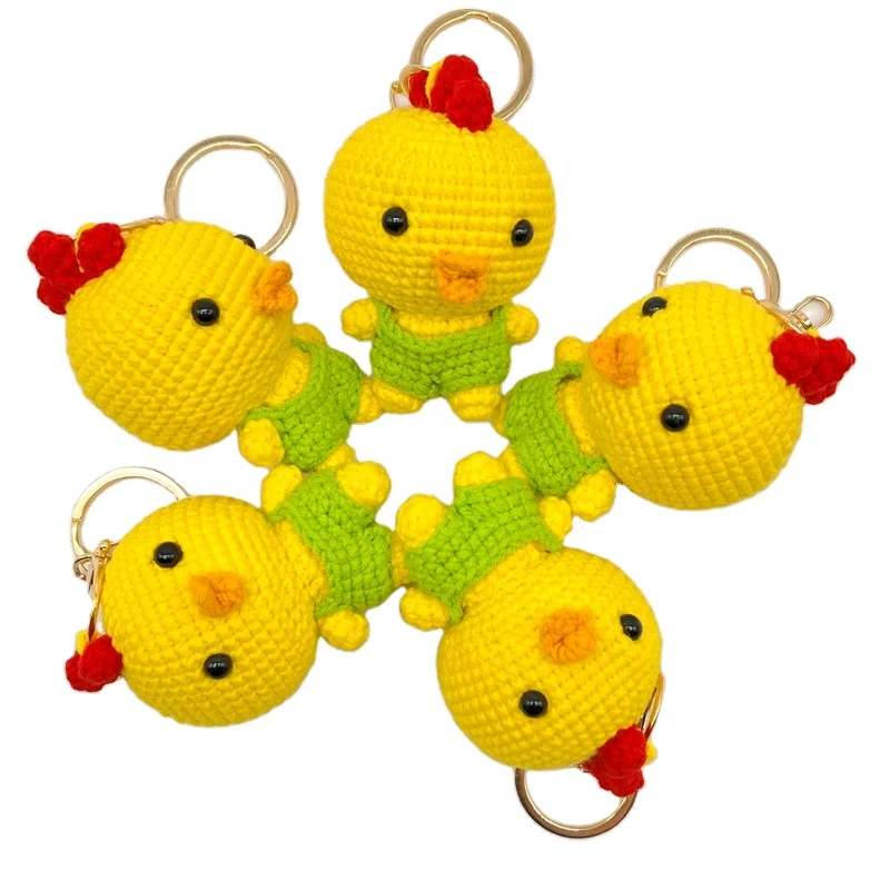 2022 Customized Amigurumi Keyring Crochet Keychain Knitted Little Pika chu Rabbit Bear Frog Doll Toys animals Keychain For Baby