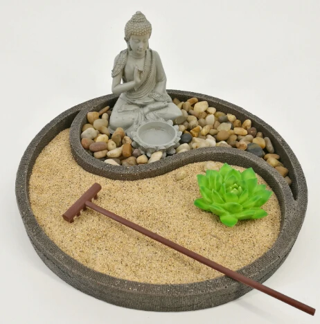 Buddha Statue Holder Mini Zen Garden Kit For Desk Home Decoration Table Top Zen Garden Gift Set With Sand/Stone