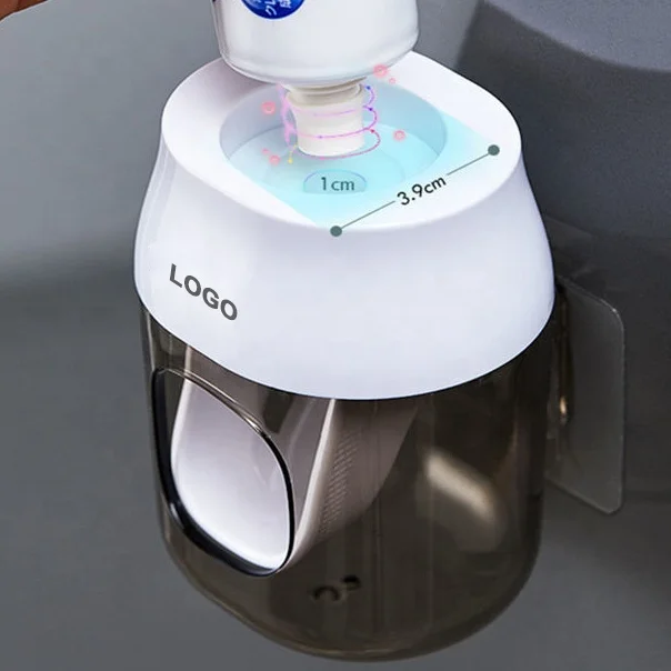 Baolong Factory Multifunctional Wall-Mounted Bathroom Portable Bath Organizer Toothbrush Holder Automatic toothpaste squeezer