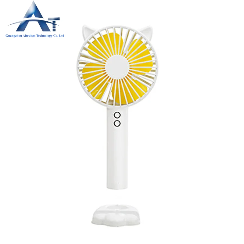 Hot Sale Cute Cartoon  3 Speed Electric Fan Cat USB Charging Handheld Mini Fan N10