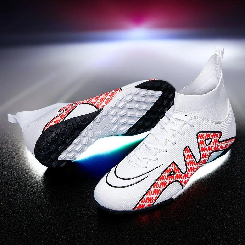Factory assassin knitted soccer shoes boys girls long spikes broken armor design elementary school middle school turf training
