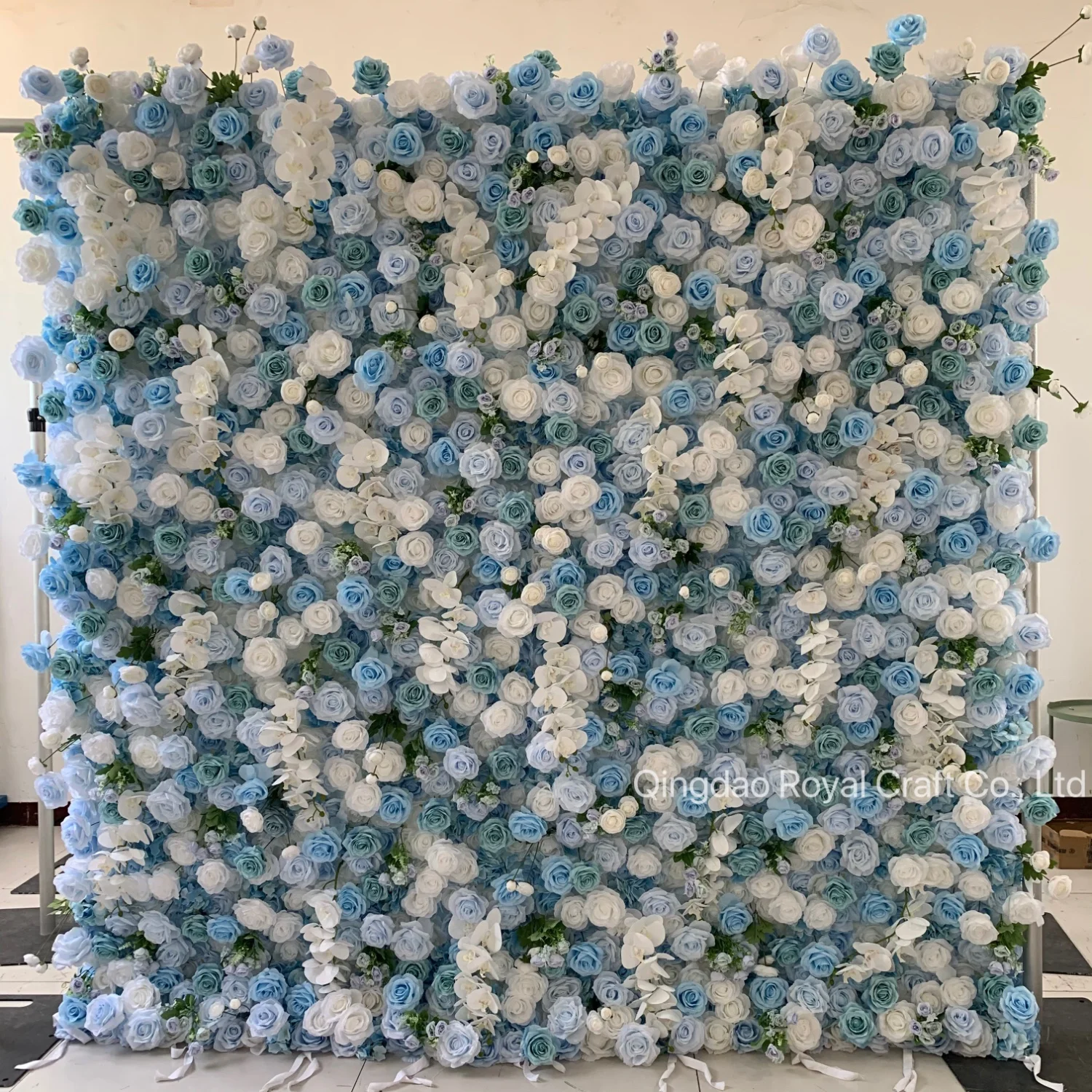 High Quality Hot Sale Birthday Decoration Fabric Back Roll Up Artificial Lilac Flowers Wall Backdrop  For Wedding