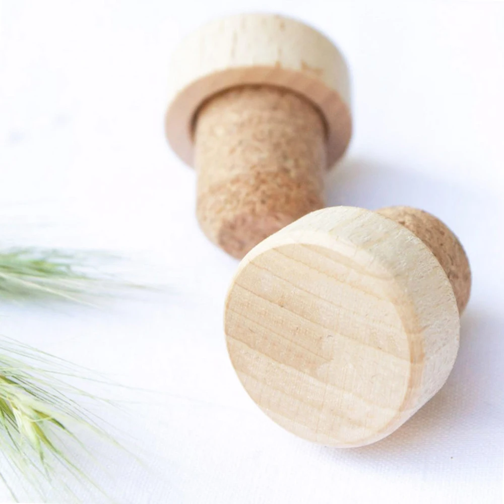 custom bar top t shape bottle wood top synthetic cork bottle stopper for spirits liquor whisky gin rum