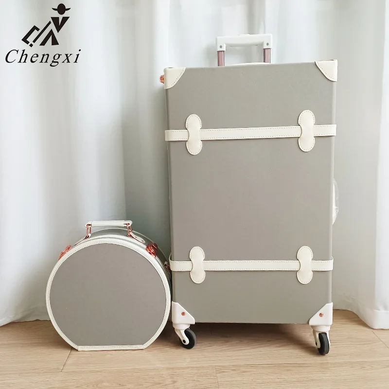 20 Inch Retro Universal Wheel Pull Rod Unisex TSA Latch Boarding Suitcase Multifunctional Mini Makeup Bride Price Box Lock