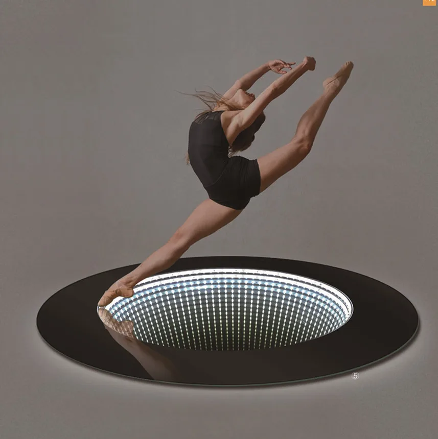 2023 Hot Sale Smart Tunnel Hotel 3d Led Custom Decorative Infinity Mirror Customized Round Shape Wall Mounted Bathroom Mirror