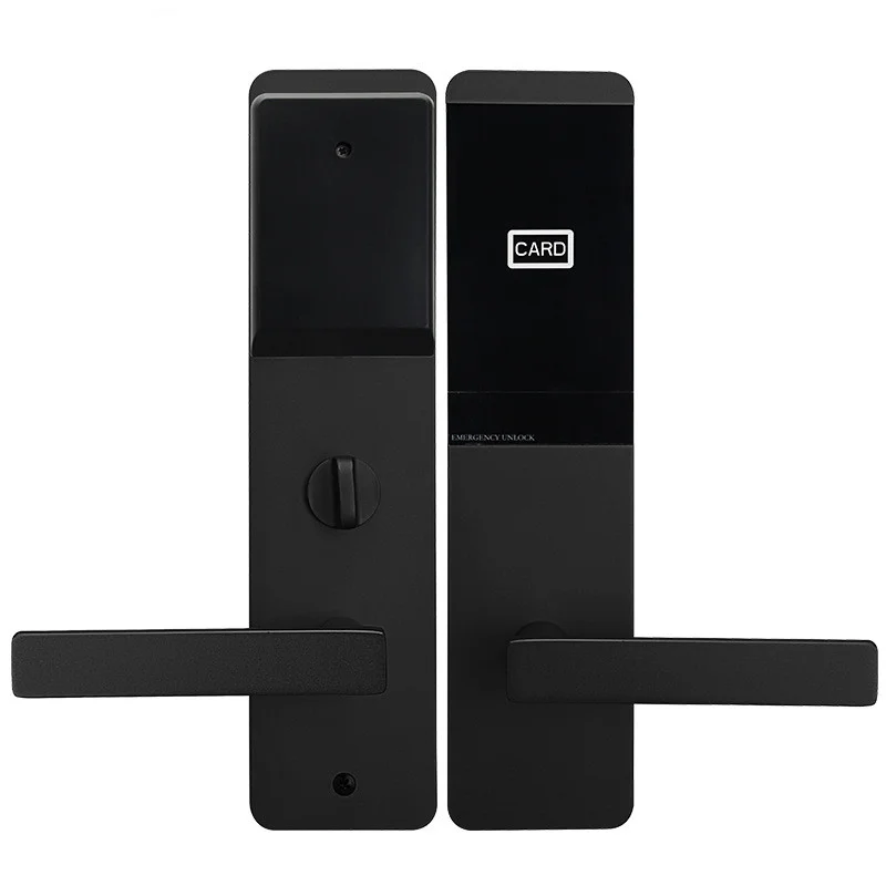 quality security modern luxury solid brass gold wooden interior door pull handle rfid hotel door lock set