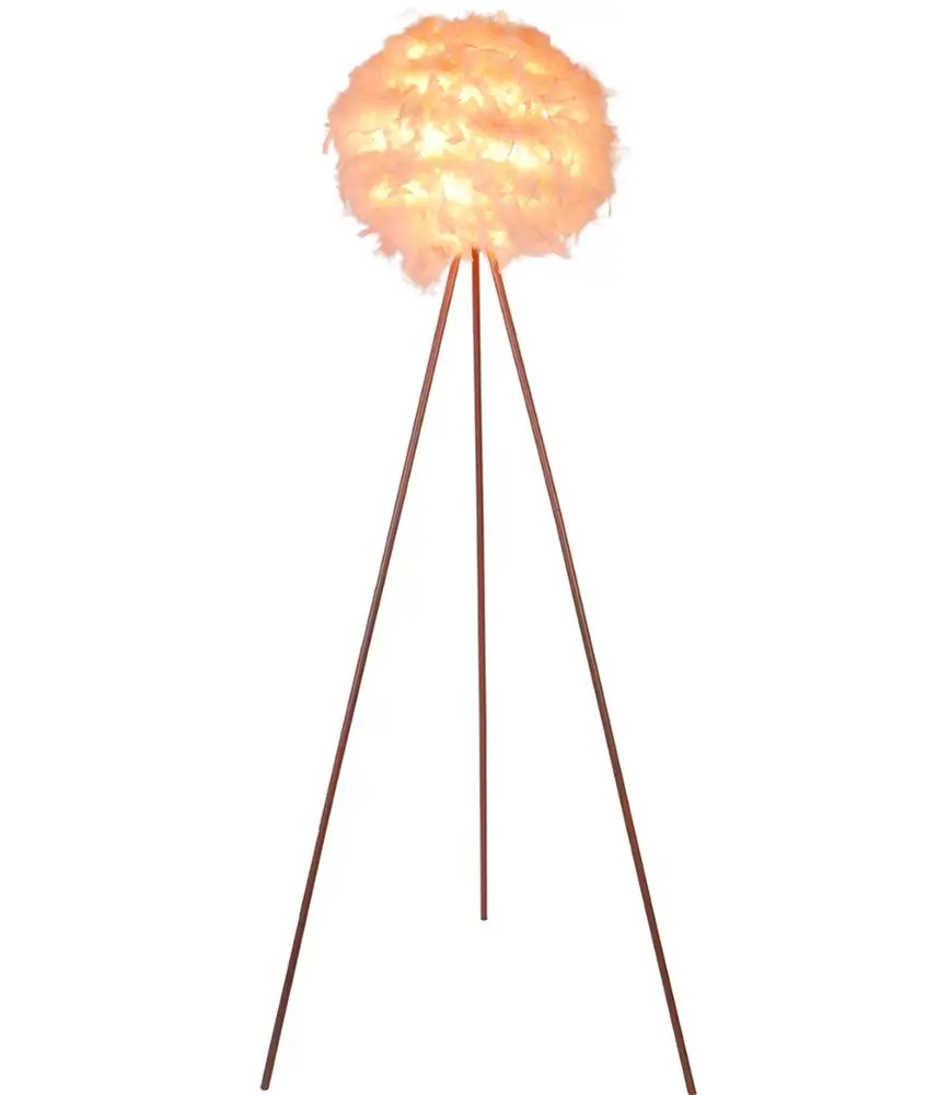 Custom Classic European Style Glass Indoor Lighting Iron Loft Pinky Feather Lamp Floor