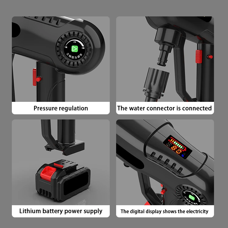 Hot Wireless High Pressure Car Washer Professional Spray Water Gun Rechargeable Battery Car Washing Machine for Auto Home Garden