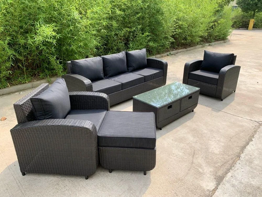 Luxury Design Garden Conversation Sofa PE Rattan Outdoor Furniture Set