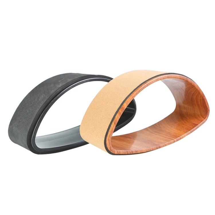 Factory Wholesale Customized Eco Friendly Pilates Exercise Natural Wooden Cork Half Yoga Back Massage Wheel Set