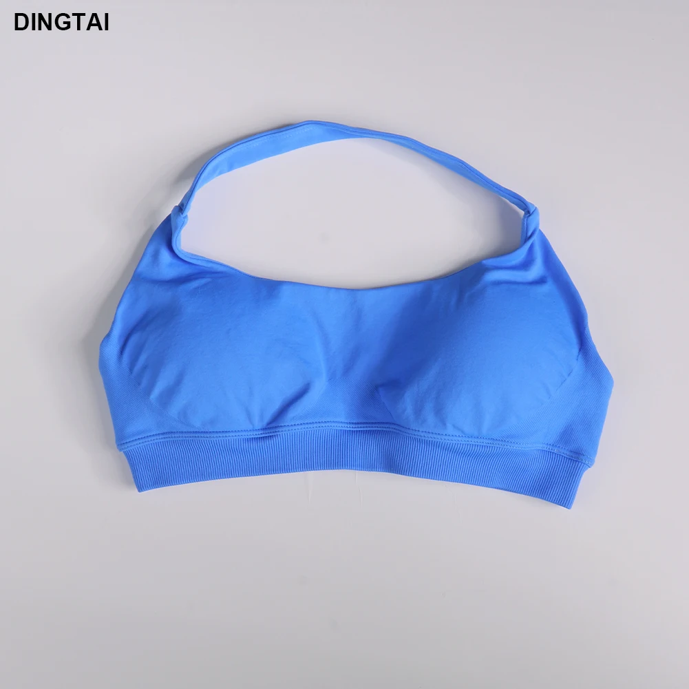 Womens Impact Sportswear Backless Halter Neck Workout Bra High Elastic Fitness Top Seamless Yoga Sports Bra