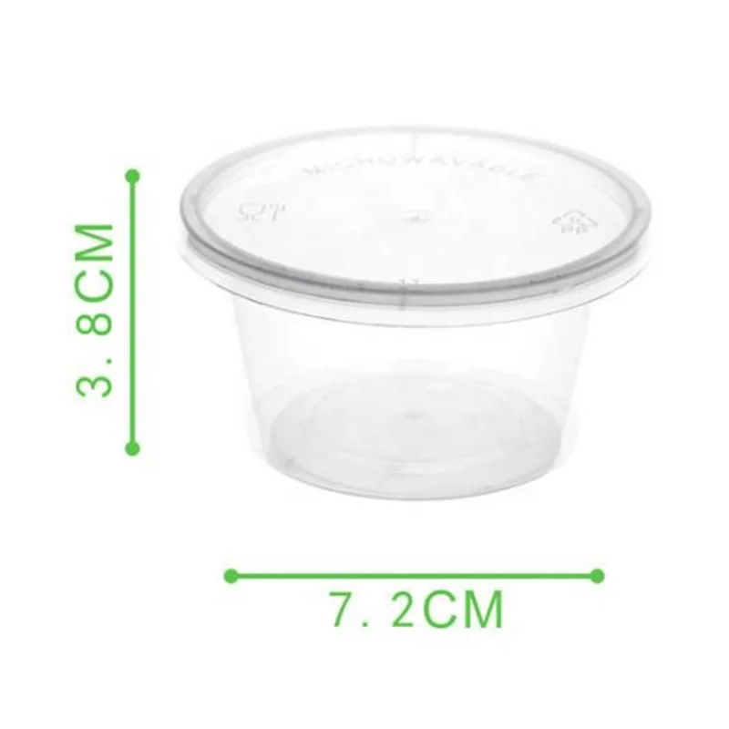 1000pcs Count 4OZ Take away Round Clear Cup With Seperate Lid Disposable Plastic Soy Sauce Cup