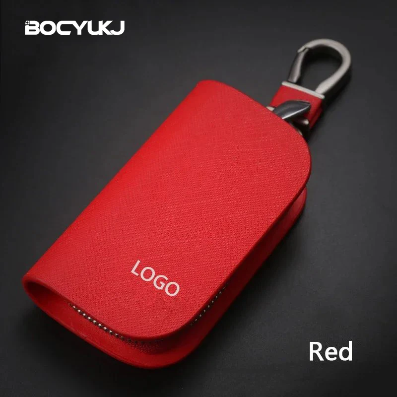 Leather Car Key Case Universal Keychain For BMW Mercedes Audi VW Bentley Toyota Honda Hyundai MG Key Cover Protector Accessories