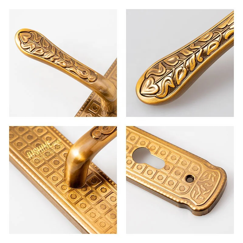 Commercial Door Handle Hardware Aluminum Bronze Plate-Style Pull Handle and Locks