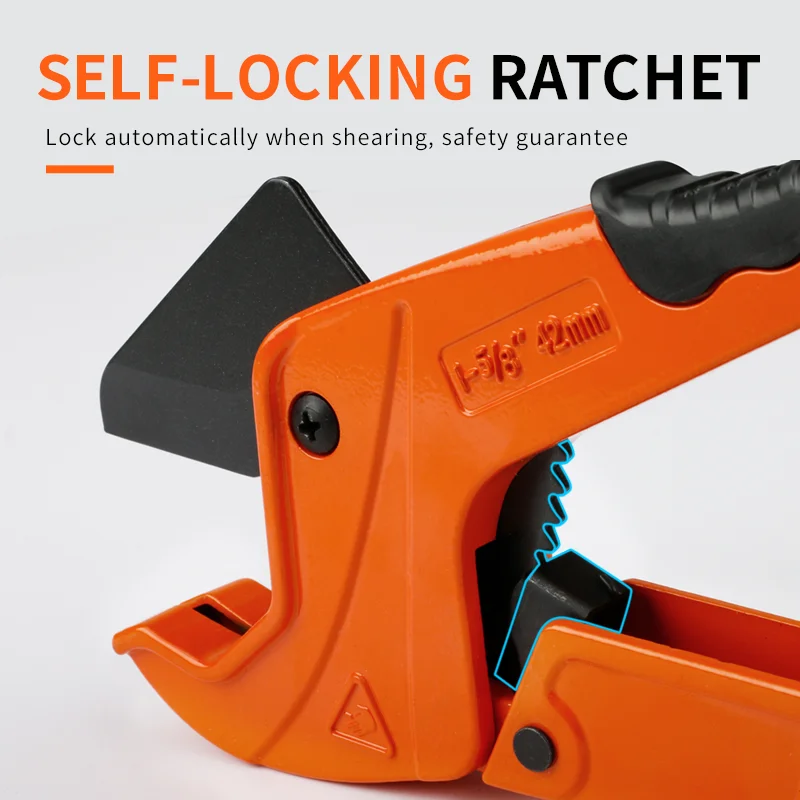 PVC Pipe Cutter 42mm Plastic Body Ratchet Scissors Tube Cutter PVC/PU/PP/PE Hose Cutting Hand Tools