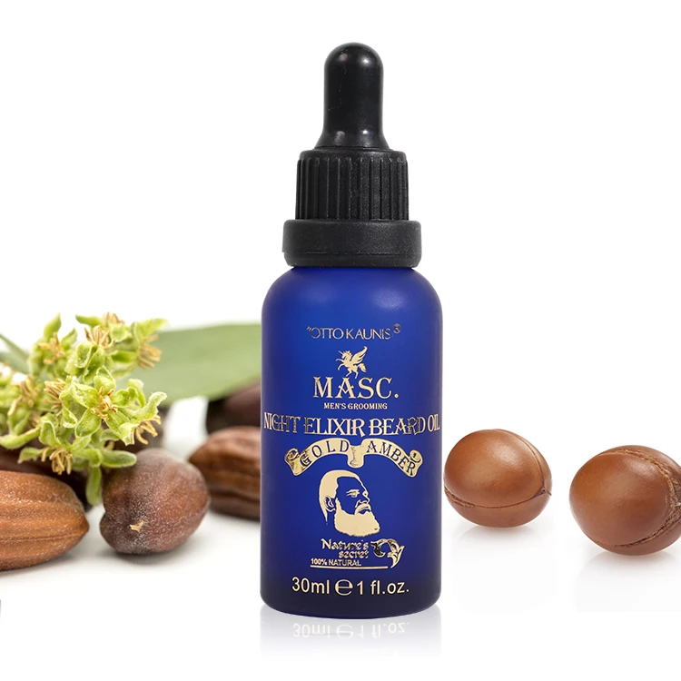 Wholesale Men Nourish Mustache Oil 30ml Castor Oil Night Beard Oil Private Label Smooth Silky Beard Kit  For Men Grooming Care