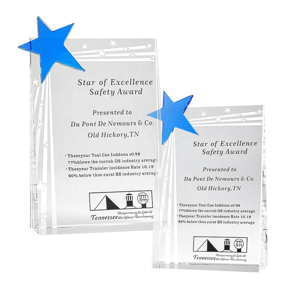 Wholesale Custom K9 Laser Carved Pentagram Glass Trophy Silvery Crystal Star Animal Engraving Cube/Block Business Activity Gift