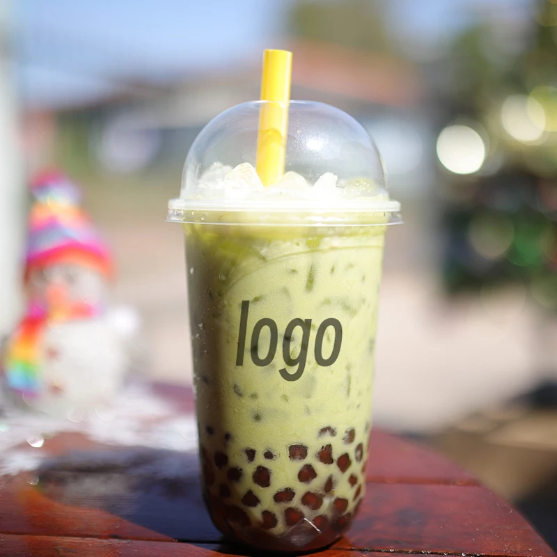 Custom Wholesale PP Plastic Cups With Lids Disposable Cups With Straw  For Cold Drinks