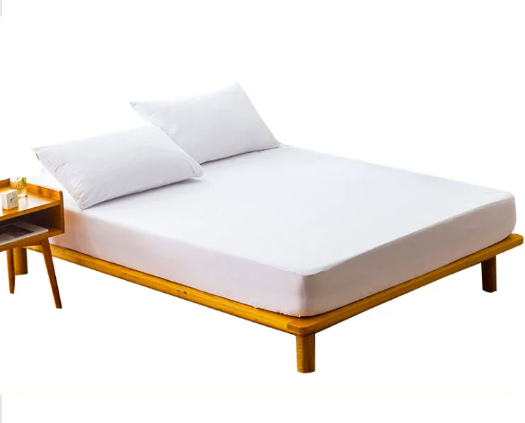 
100% Polyester White Knitted Waterproof Bed Sheet Mattresses Covers Fabric 