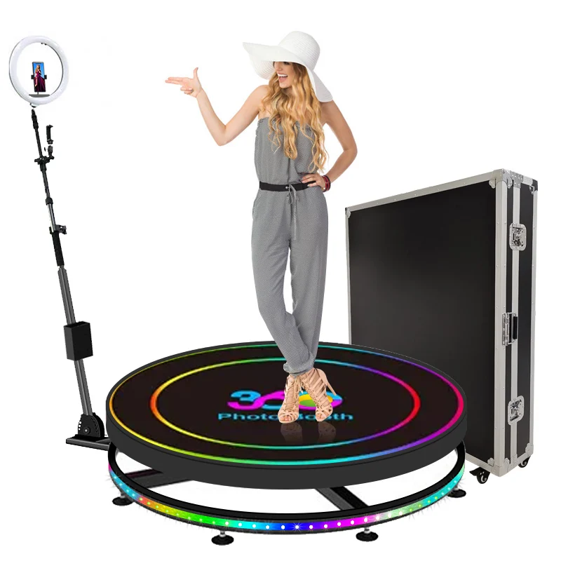 Cheap 360 degre portable photo booth Fill light machine camera ipad selfie video Free accessories automatic spin 360 photo booth