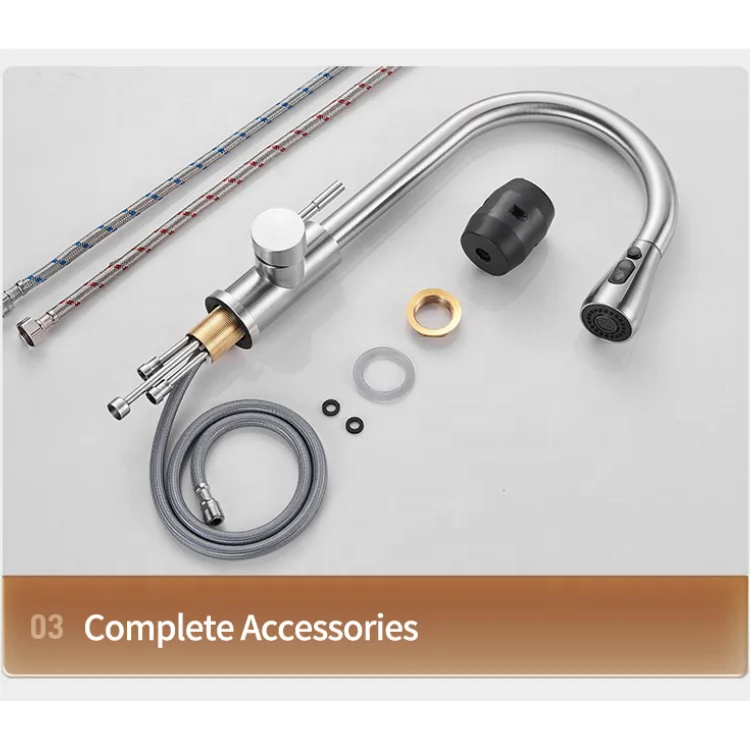 Manufacturer Good Price Oem 304 Stainless Steel Deck Mounted Sink Tap Kitchen Faucets With Pull Down Sprayer