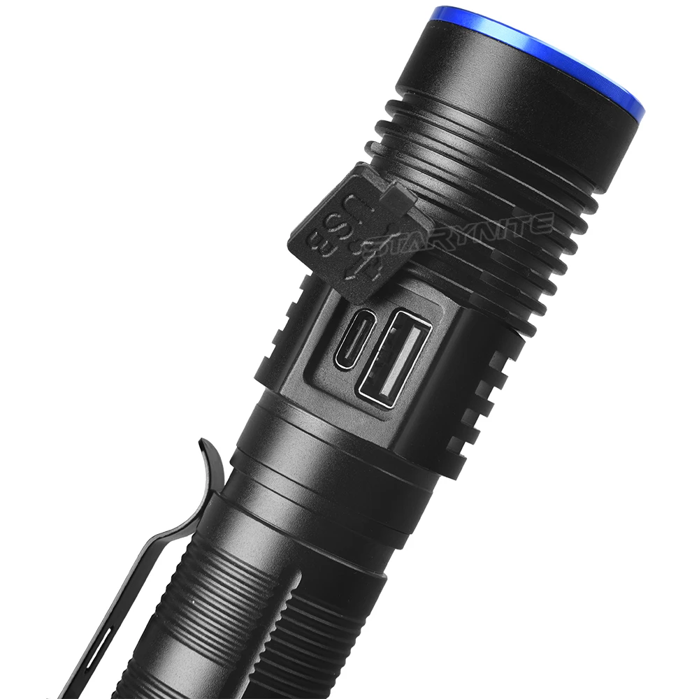 STARYNITE XHP80 1400 Lumen Zoomable Rechargeable Led Flashlight with Power Bank Magnet