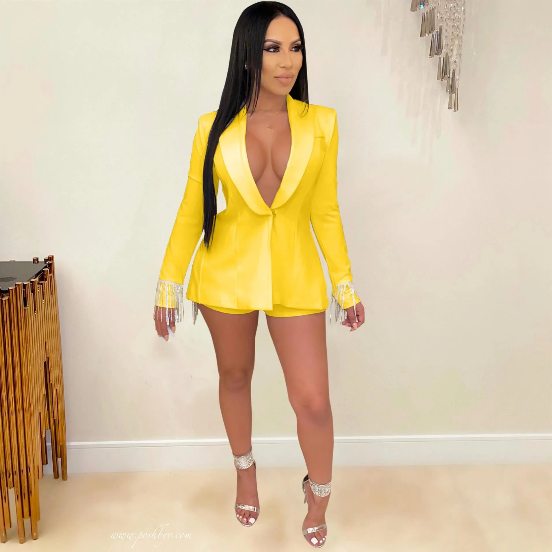 2023 women ladies suits set sexy plus size luxury solid color long sleeve front lace up lapel collar blazer