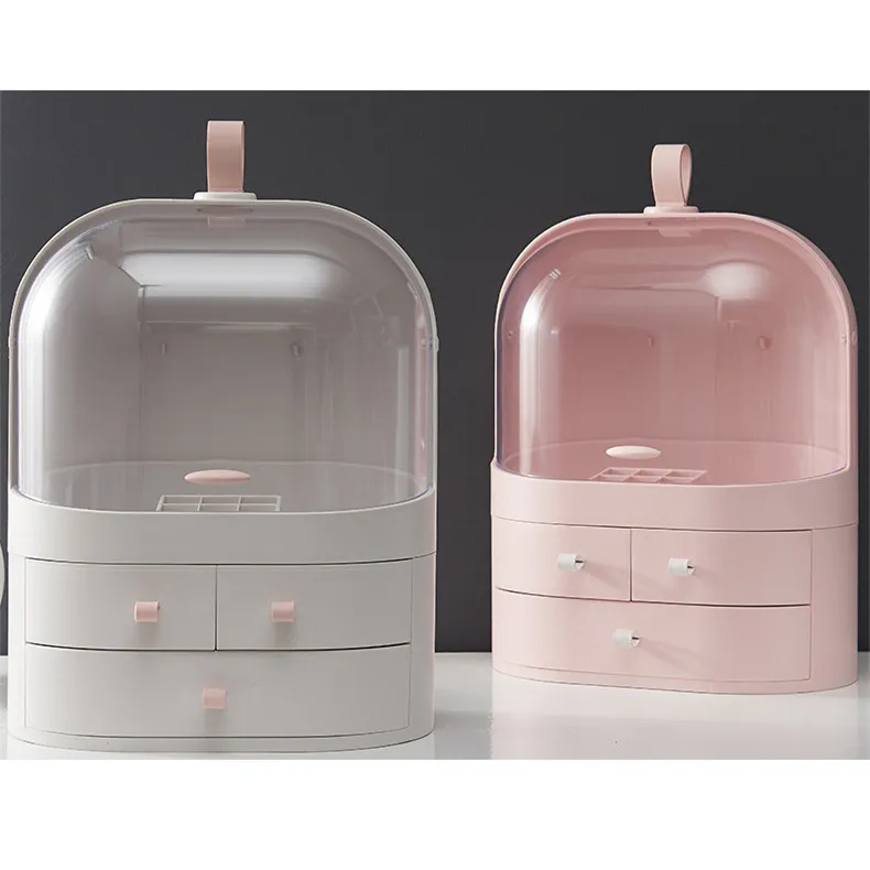 Desktop Makeup Storage Case Multi-functional Cosmetic Storage Box Portable Makeup Organizer Case with Lid and Compartment