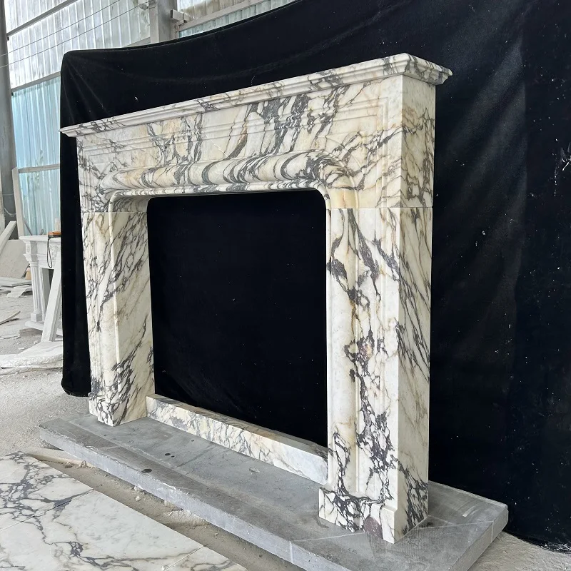 Marble Modern Veined Customized modern Fireplaces Veined Stone Luxury Marble Fireplace