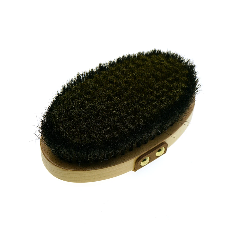 High Quality Custom Logo Round Natural Fine Bronze Bristles Beauty Wooden Massage Scrub Bath Exfoliating Dry Body Brush