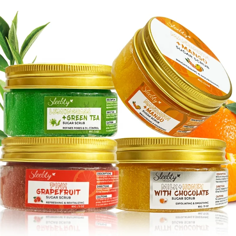 Fruit Mango Lemongrass Green Tea Grapefruit Milk Honey Soften Skin Exfoliating Facial Sugar Body Scrubs