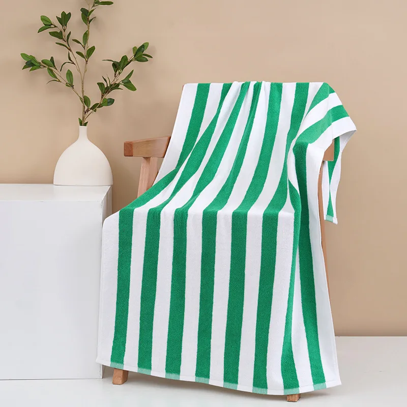 Custom 100% cotton velour yarn dyed striped large oversize high quality beach towel