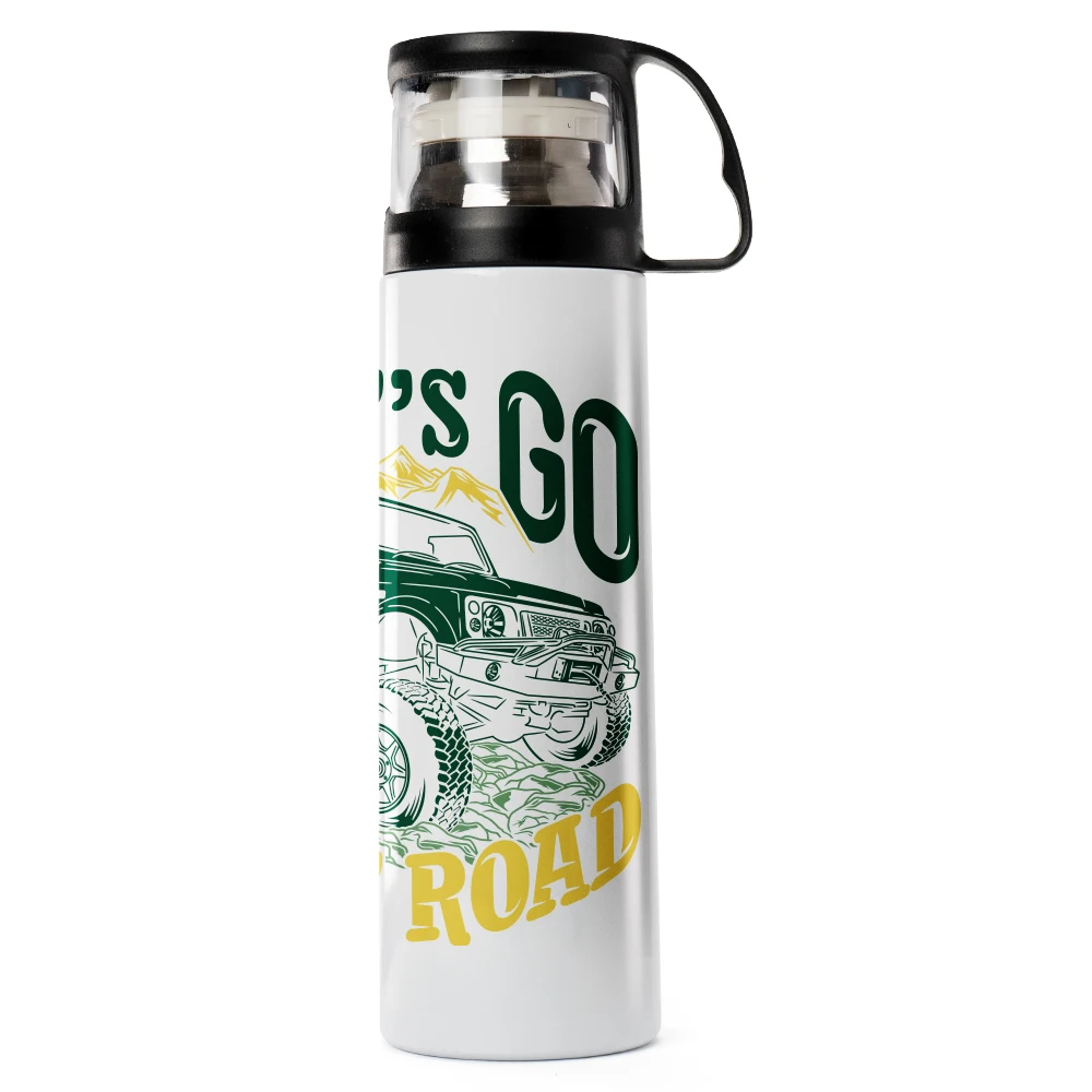 Sublimation Blank 17oz 500ml Metal Stainless Steel Vacuum Flask Skinny Tumblers Water Bottle With Transparent Lid Black