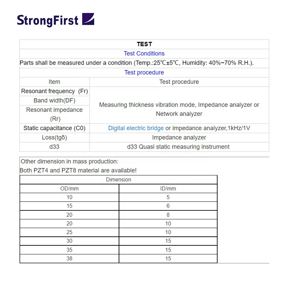 StrongFirstUltrasonic Welding Piezo Ceramic Ring 10mm*5mm